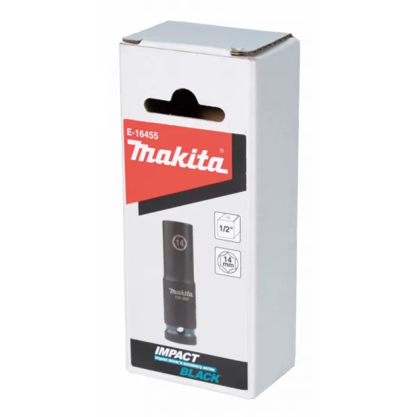 Klíč nástrčný prodloužený 1/2", čtyřhran, IMPACT BLACK, 14mm Makita E-16455