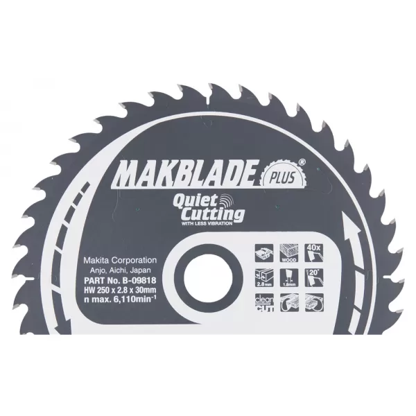 Kotouč pilový dřevo MAKBLADEplus 250x2.8x30mm 40Z Makita B-09818