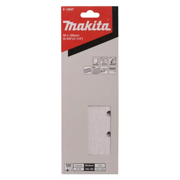 Papír brusný suchý zip 93x185mm 8 děr K100, 10ks Makita E-19657