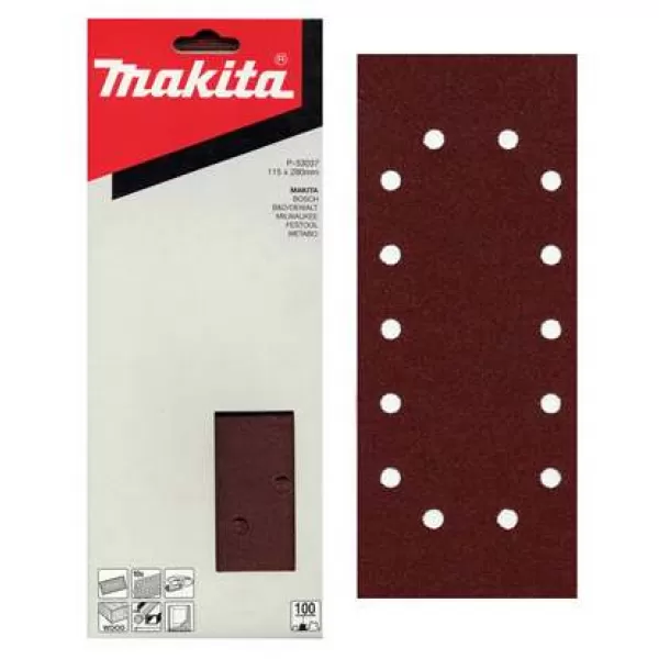 Papír brusný 115x280mm 14 děr K40, 10ks Makita P-33009