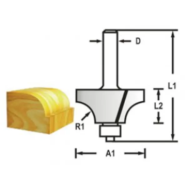 Zaoblovací fréza s ložiskem stopka 6 mm,17x8x49 mm R 2,3mm Makita D-48430