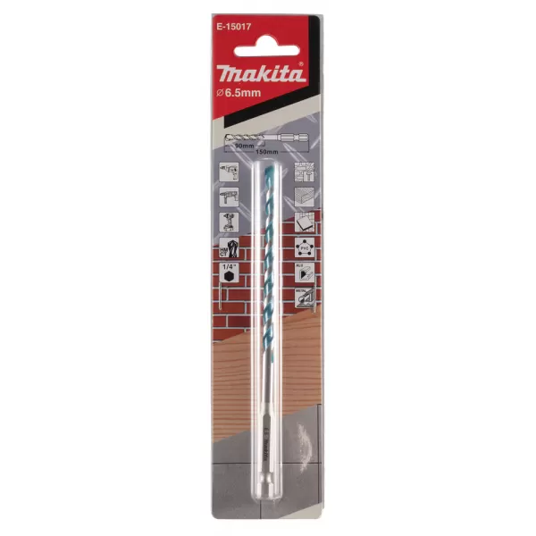 Makita Vrták pro multimateriál TCT stopka šestihran 1/4´´ 6,5x150mm Makita E-15017