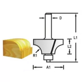 Zaoblovací fréza s ložiskem stopka 8 mm,19x9,5x52 mm R 3,2mm Makita D-48496