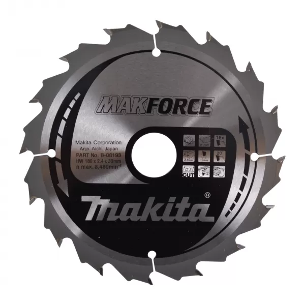 Kotouč pilový dřevo MAKFORCE 180x2.4x30mm 16Z Makita B-08193