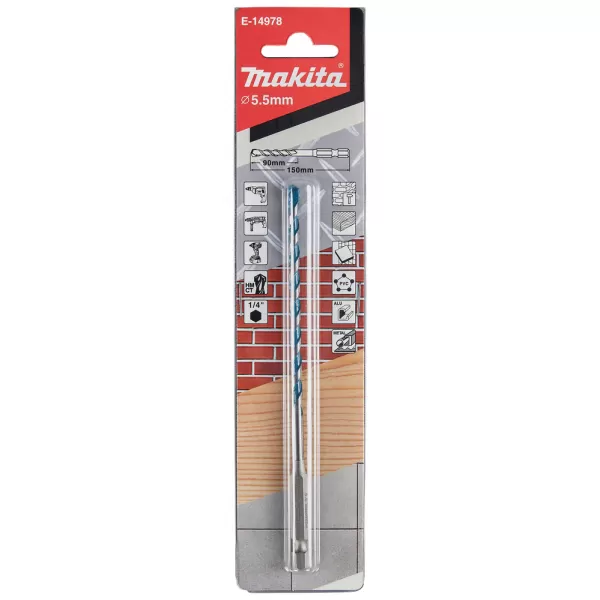 Makita Vrták pro multimateriál TCTstopka šestihran 1/4´´ 5,5x150mm Makita E-14978