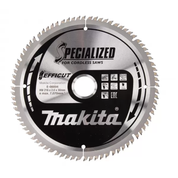 Kotouč pilový dřevo Efficut 216x2x30mm 80Z Makita E-08894