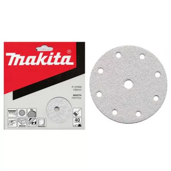 Papír brusný suchý zip 150mm 9 děr K220, 10ks Makita P-37904