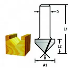 Drážkovací fréza tvaru V stopka 12 mm, 28,6x22,2x60 mm  Makita D-47955