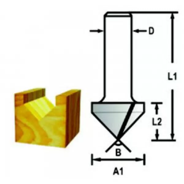 Drážkovací fréza tvaru V stopka 12 mm,28,6x22,2x60 mm STOP