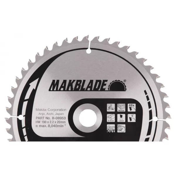Kotouč pilový dřevo MAKBLADE 190x2.2x20mm 48Z Makita B-08953