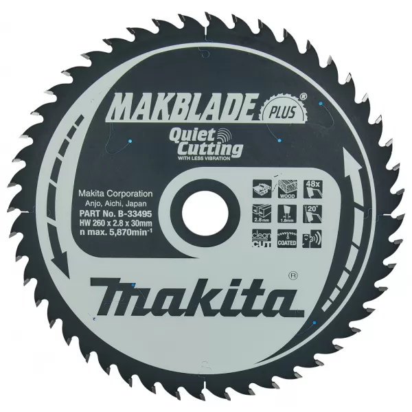 Kotouč pilový dřevo MAKBLADEplus 260x2.8x30mm 48Z Makita B-33495