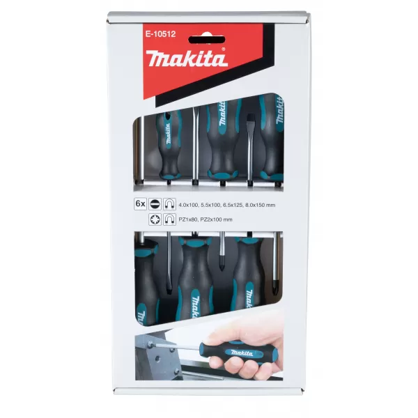 Sada šroubováků 6 ks (4 ks SL+2 ks PZ) Makita E-10512