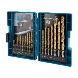 Sada vrtáků s válcovou stopkou do kovu HSS-TiN 19 ks v plastové krabičce Makita D-67527