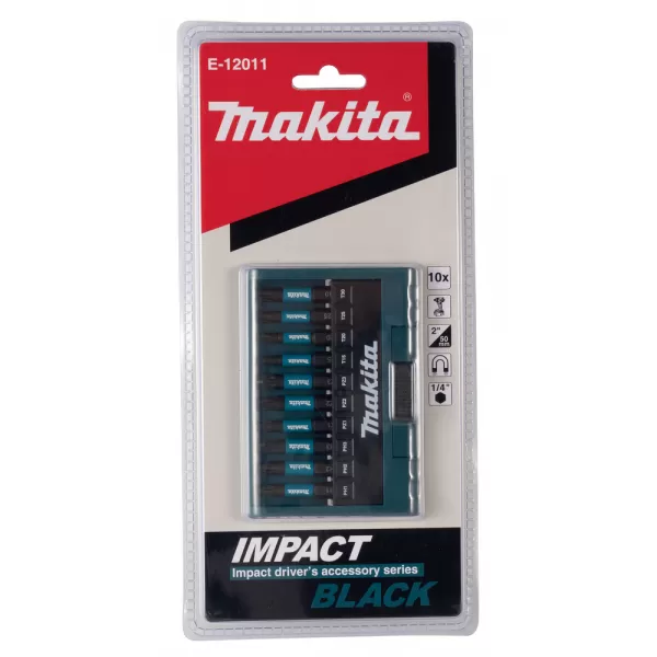 Sada torzních bitů 1/4" IMPACT BLACK 10 ks v plastovém držáku Makita E-12011