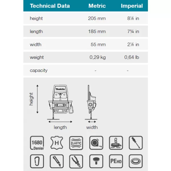 Brašna pro elektrikáře 185x55x205mm Makita E-15279