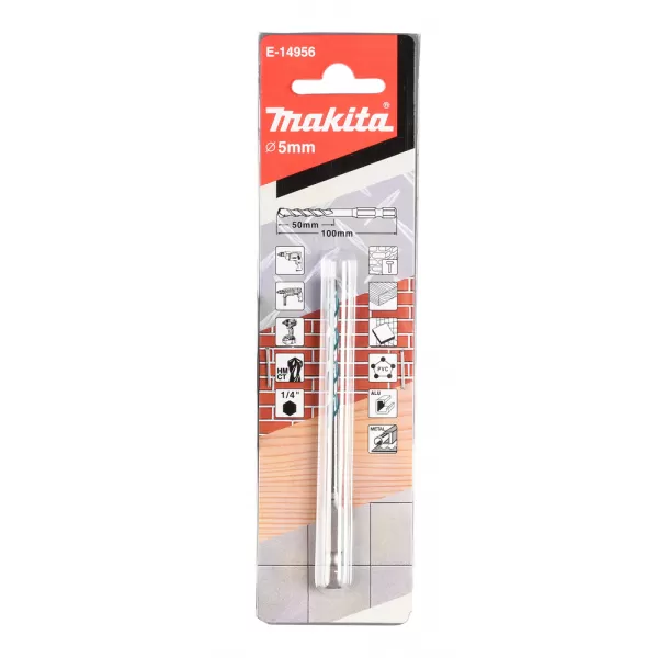 Makita Vrták pro multimateriál TCT stopka šestihran 1/4´´ 5x100mm Makita E-14956