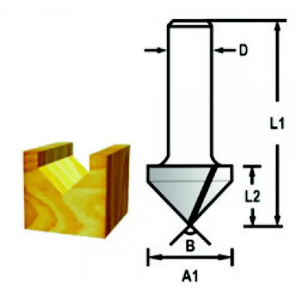 Drážkovací fréza tvaru V stopka 8 mm, 19x16x48 mm Makita D-47933