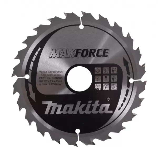 Kotouč pilový dřevo MAKFORCE 165x2.4x30mm 24Z Makita B-08305