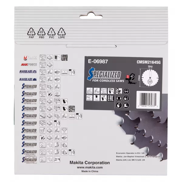 Kotouč pilový dřevo Efficut 216x2x30mm 45Z Makita E-06987