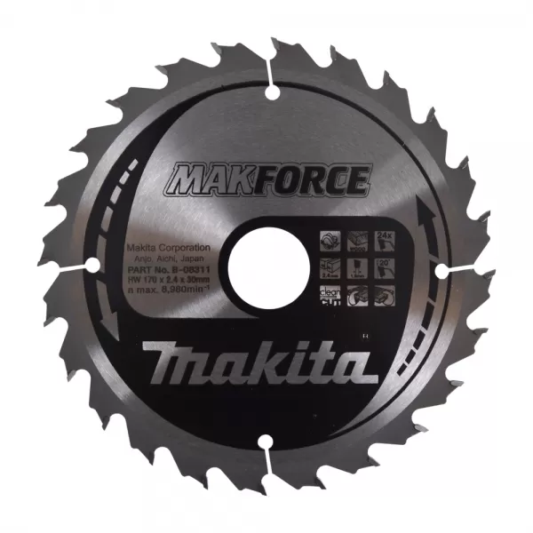 Kotouč pilový dřevo MAKFORCE 170x2.4x30mm 24Z Makita B-08311