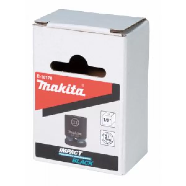 Klíč nástrčný 1/2", čtyřhran, IMPACT BLACK, 21mm Makita E-16178
