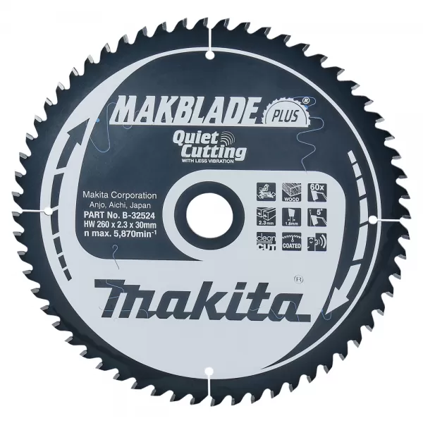 Kotouč pilový dřevo MAKBLADEplus 260x2.3x30mm 60Z Makita B-32524