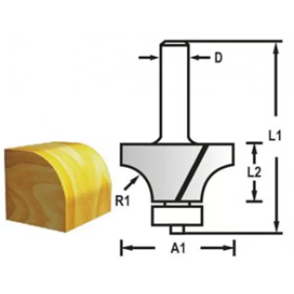 Zaoblovací fréza s ložiskem stopka 8 mm,20,7x10x52 mm R 4mm Makita D-48365