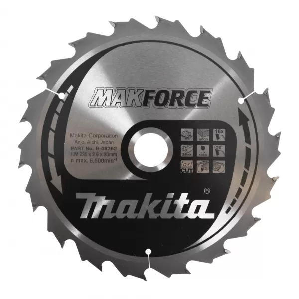 Kotouč pilový dřevo MAKFORCE 235x2.6x30mm 18Z Makita B-08252
