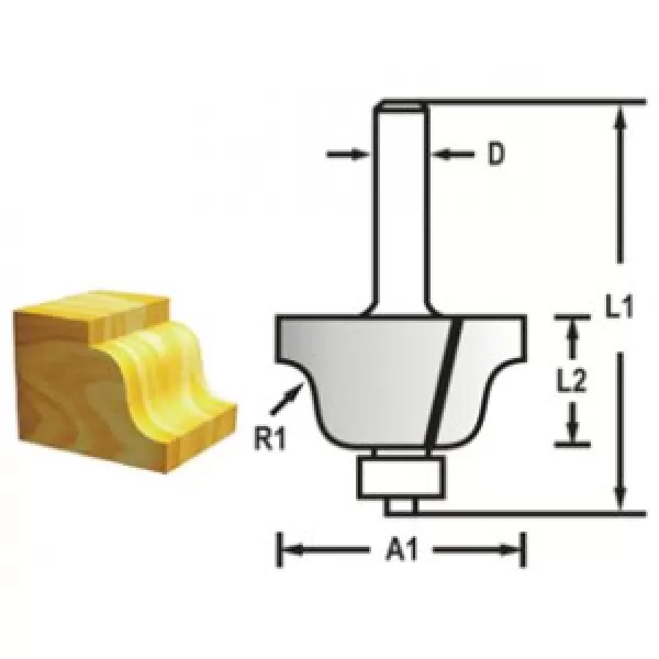 Profilová fréza s ložiskemstopka 8 mm,38,1x17,5x60 mm Makita D-48767