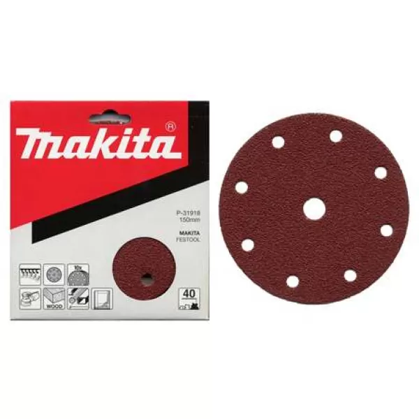 Papír brusný suchý zip 150mm 9 děr K80, 10ks Makita P-31930