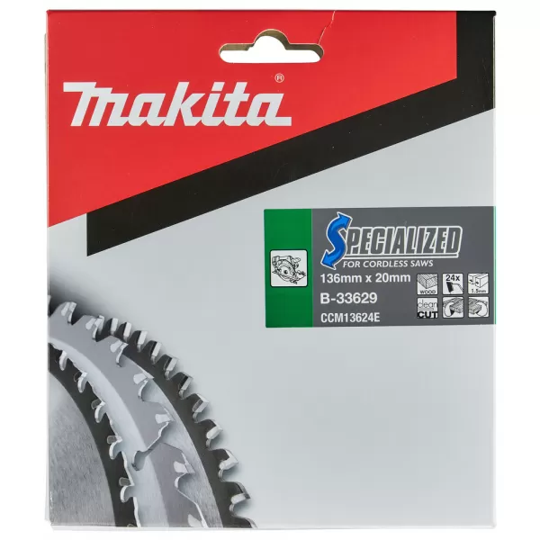 Kotouč pilový dřevo SPECIALIZED 136x1.5x20mm 24Z pro aku pily Makita B-33629