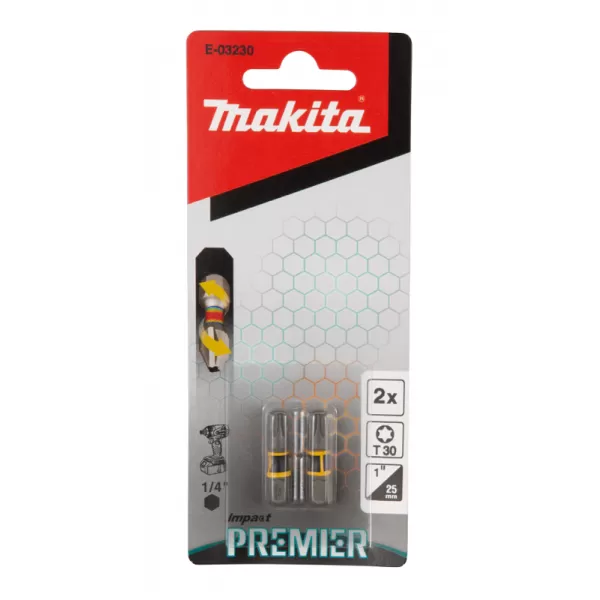 Torzní bit řady Impact Premier (C-form),T30-25mm,2ks Makita E-03230