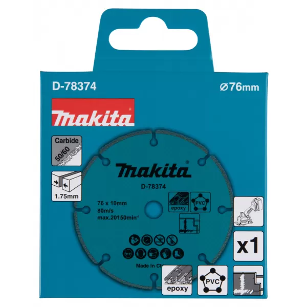 Kotouč řezný univerzál 76x1.7x10mm pro DMC300 Makita D-78374
