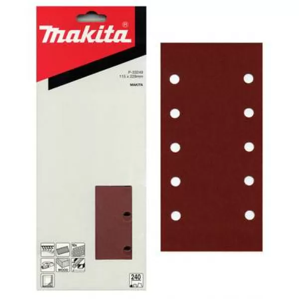 Papír brusný suchý zip 115x229mm 10 děr K120, 10ks Makita P-33211