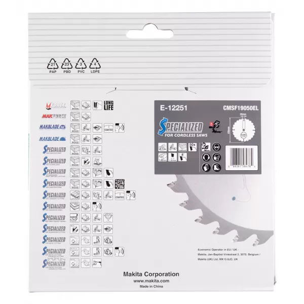 Kotouč pilový kompozitní dřevo Efficut 190x1.85x20mm 50Z Makita E-12251