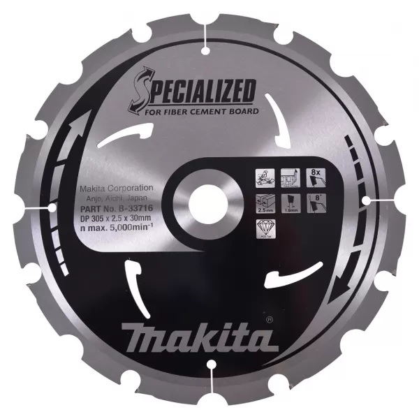 Kotouč pilový PCD na vláknocementové desky 305x30mm 8Z Makita B-33716
