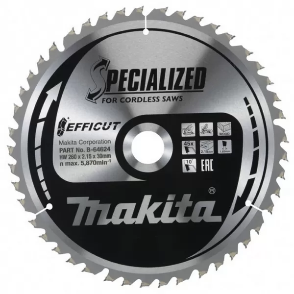 Pilový kotouč na dřevo Efficut 260x30mm 60T Makita B-67234