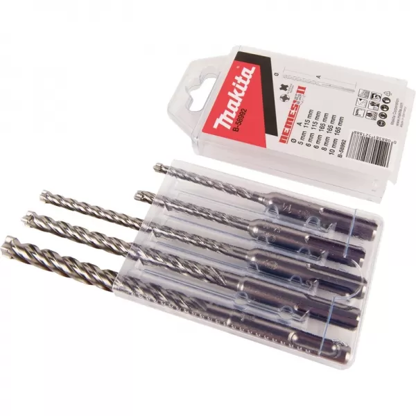 Sada vrtáků SDS-Plus čtyřbřité Nemesis II, 5 ks v plastové krabičce Makita B-58992