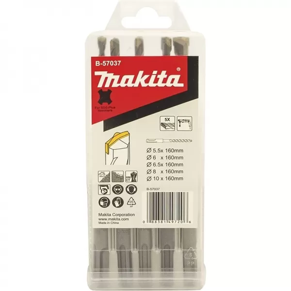 Sada vrtáků SDS-Plus čtyřbřité 5 ks v plastové krabičce Makita B-57037