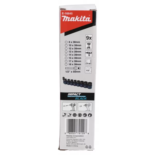 Sada nástrčkových klíčů 1/2" 9ks Makita E-16645