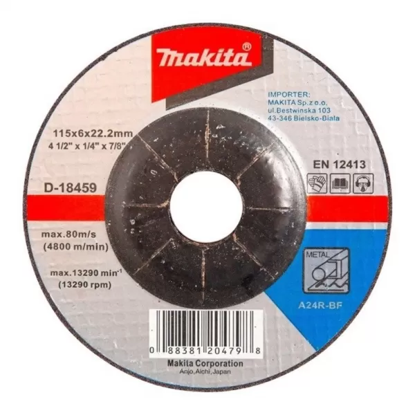 Kotouč brusný ocel 115x6x22,23mm Makita D-18459