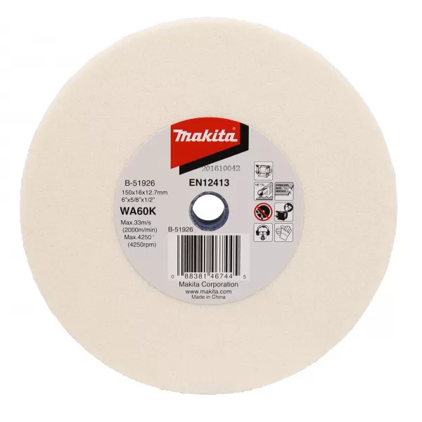 Kotouč brusný WA60K 150x16x12,7mm bílý Makita B-51926