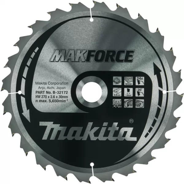 Kotouč pilový dřevo MAKFORCE 270x2,6x30mm 24Z Makita B-32172