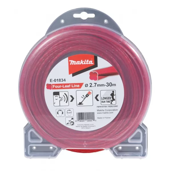 Struna nylonová speciální pro aku stroje 2,7mm, červená, 30m Makita E-01834