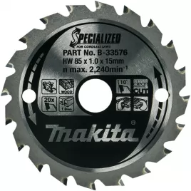 Kotouč pilový dřevo SPECIALIZED 85x1x15mm 20Z pro aku pily Makita B-33576