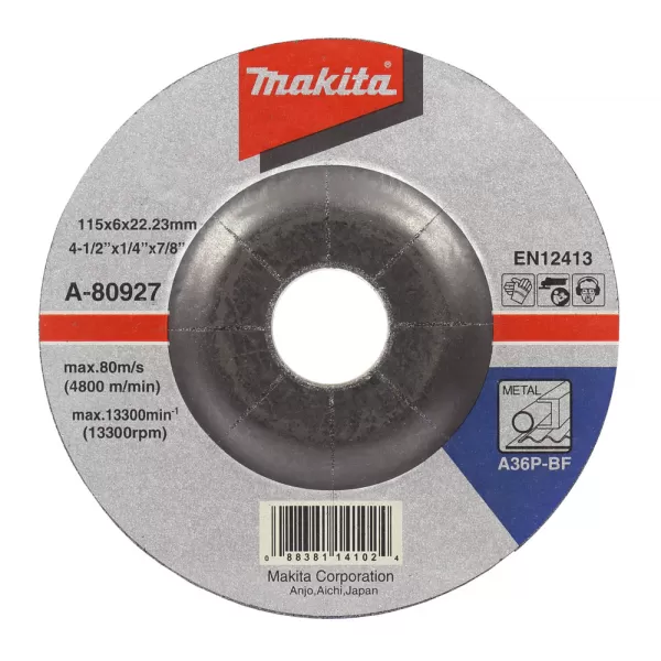 Kotouč brusný ocel 115x6x22,23mm Makita A-80927