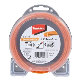 Struna nylonová speciální pro aku stroje 2,4mm, oranžová, 15m Makita E-01797