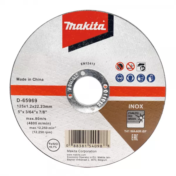 Kotouč řezný nerez 125x1,0x22,23mm, 12ks Makita D-65969-12