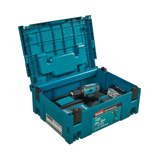 Aku bezuhlíkový šroubovák Li-ion LXT 2x18V/2,0 Ah Makpac Makita DDF485RAJ