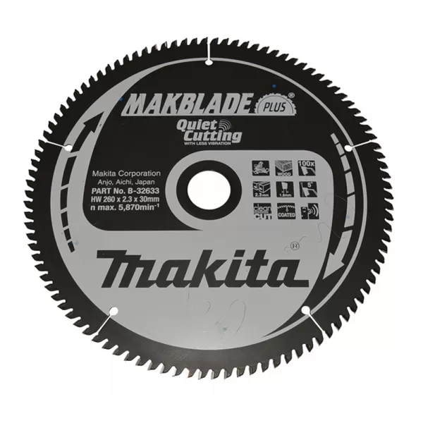 Kotouč pilový dřevo MAKBLADEplus 260x2,3x30mm 100Z Makita B-32633